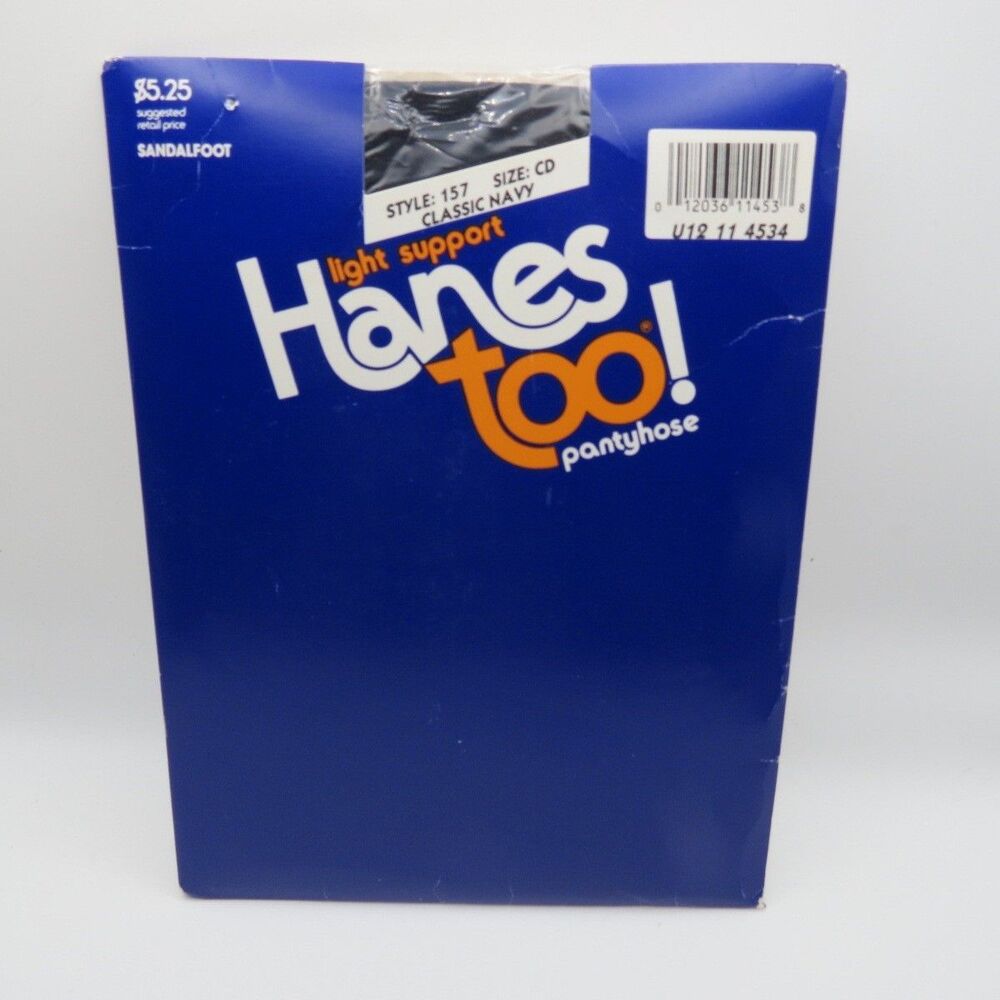 Hanes Too Classic Navy Light‎ Support Sandalfoot Style 157 Pantyhose Size CD